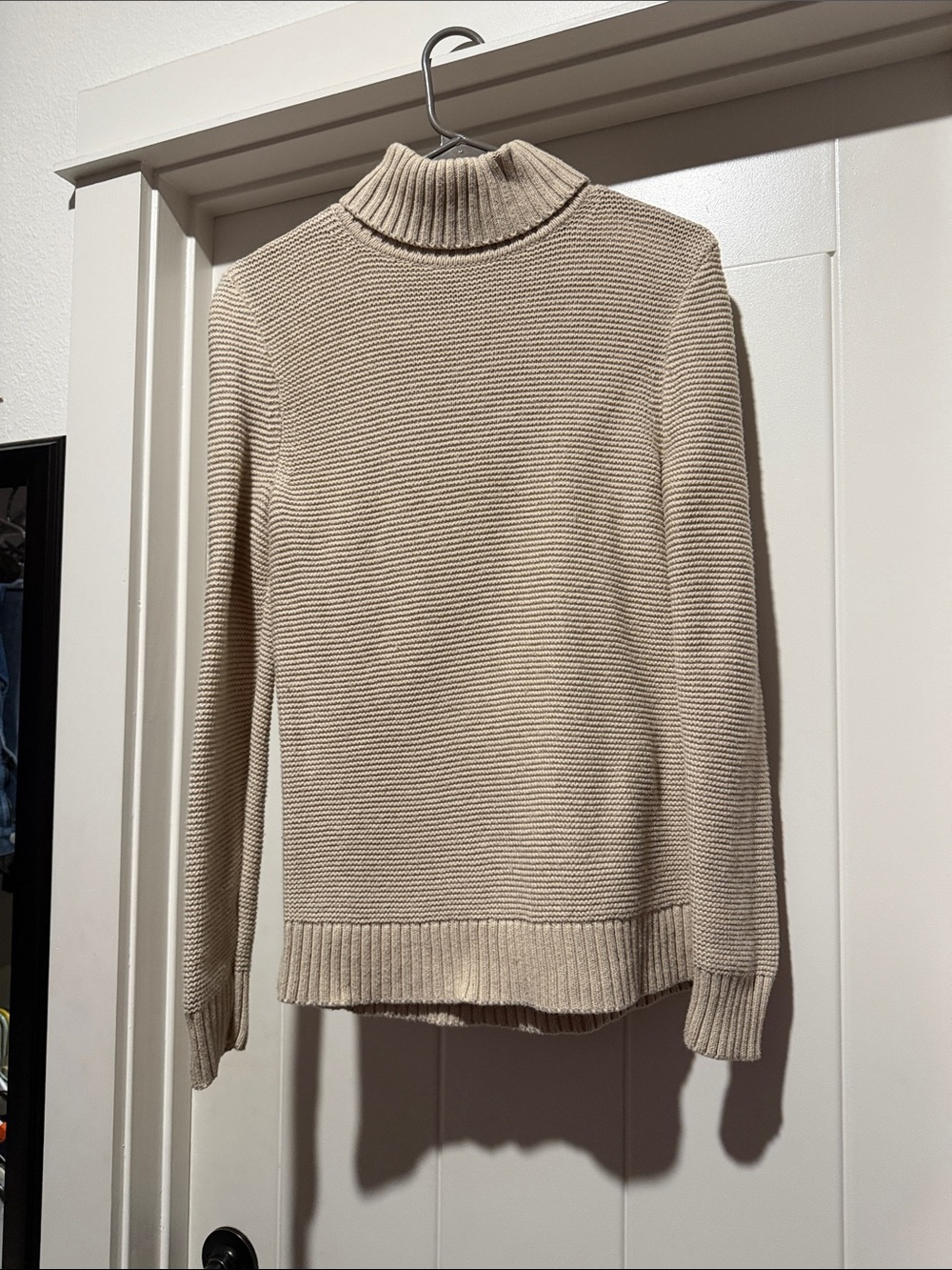 J. Crew Cream Ribbed Turtleneck Sweater